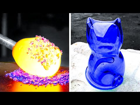 ¡TRABAJO ASOMBROSO DE SOPLADO DE VIDRIO! COSAS LINDAS HECHAS DE VIDRIO RECICLADO