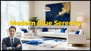 How to Design a Blue & White Modern Living Room | Modern Home Styling & Moodboard Inspiration