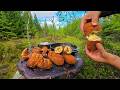 Ultimate CRISPY Fried Chicken With MELTING Cheese Primitive ASMR Outdoor Cooking