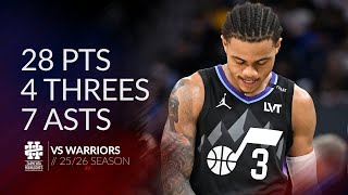 Keyonte George 28 pts 4 threes 7 asts vs Warriors 25/26 season