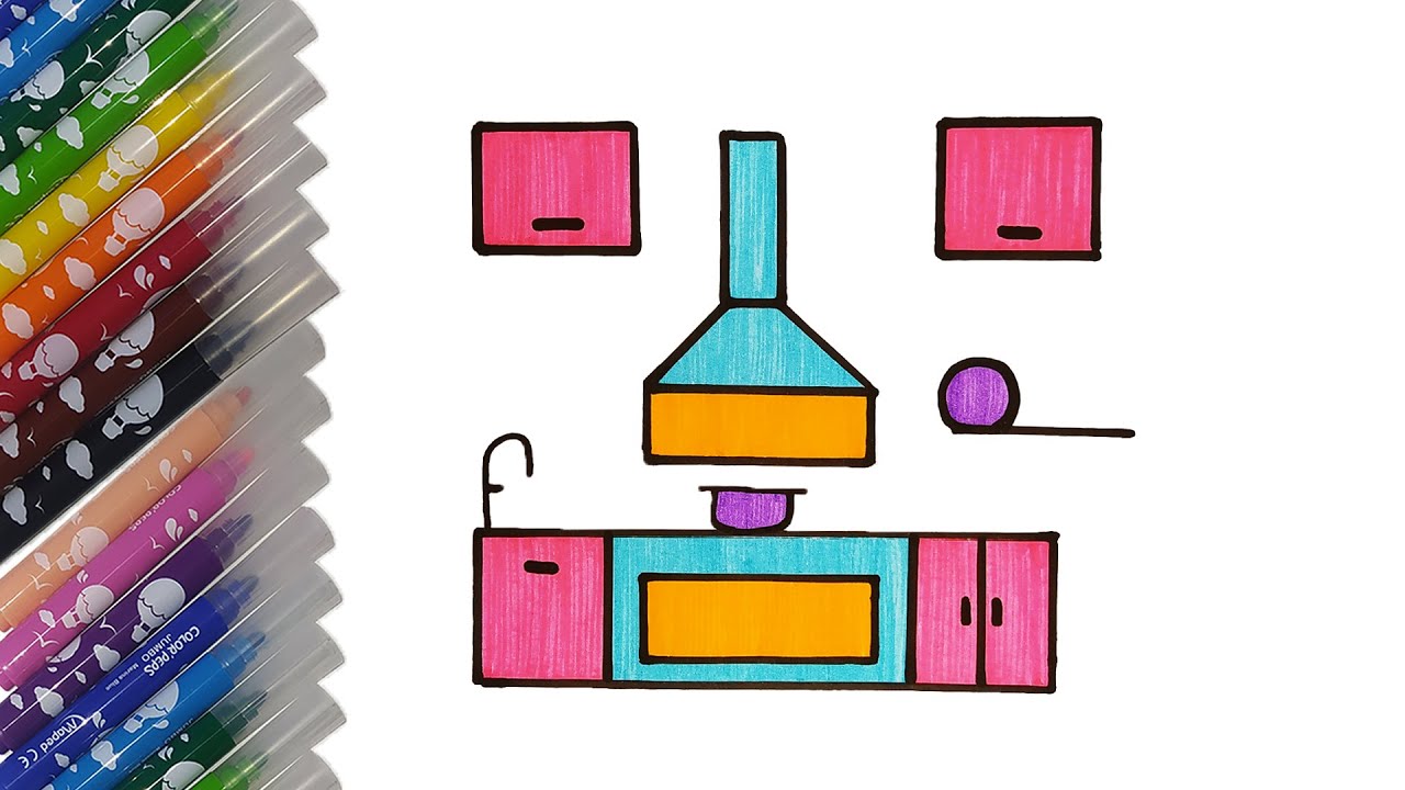 how to draw a nice kitchen step by step for kids kidsvideo kidsdrawing YouTube