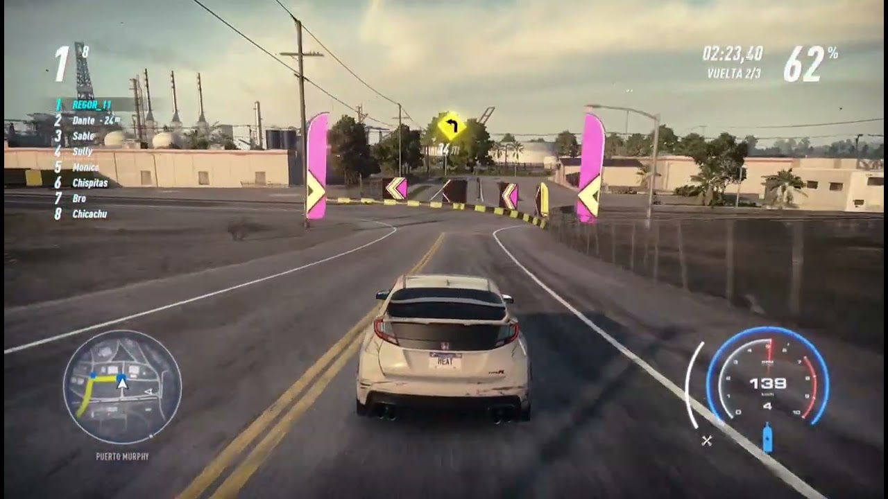 CARRERA EN CIRCUITO PAJARO VERDE #needforspeedheat #honda  #civic #gameplay #gaming
