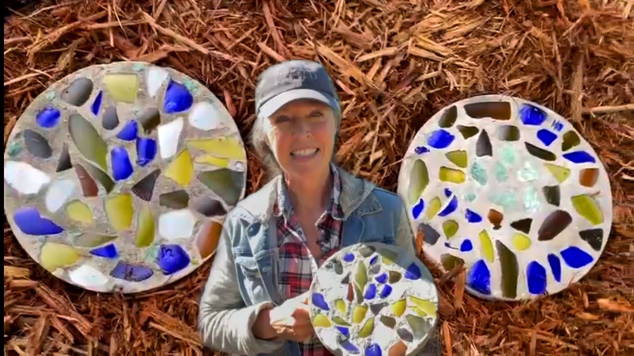 Sea Glass Stepping Stones; DIY Garden Projects; Mosaics YouTube