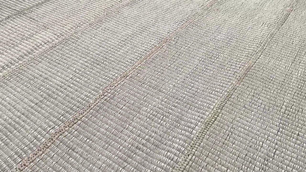 Rug & Kilim’s Contemporary Kilim in Textural Beige-Brown and Cream White Stripes -33327