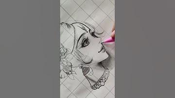 Frist love of Krishna (Radhe) | beautiful 😻 Sketch| #shorts #radha #krishna #shortsfeed #sketch