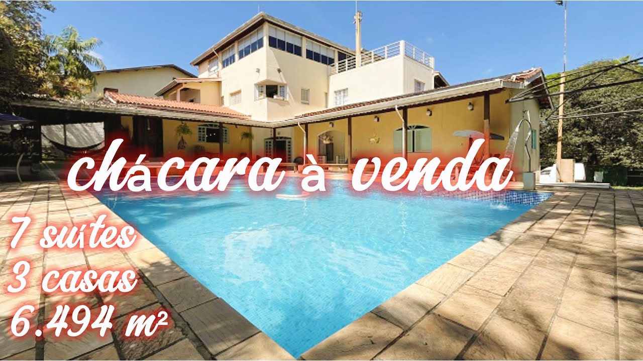 117 - CHÁCARA À VENDA  7 SUÍTES  3 CASAS  6.494 M²  50 MIN. DE SP  CAMPO DE FUTEBOL PORTEIRA FECHADA