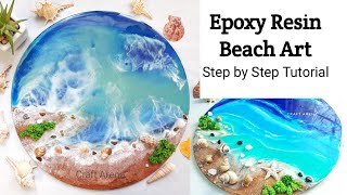 Epoxy Resin Beach Art Step by Step Tutorial l Resin Ocean Art l How to create cells and lacing