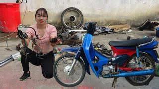 Genius Girl Repair Moto Super Dream. Complete Restoration Motorbikes Of Scrap, Moto Honda Vietnam