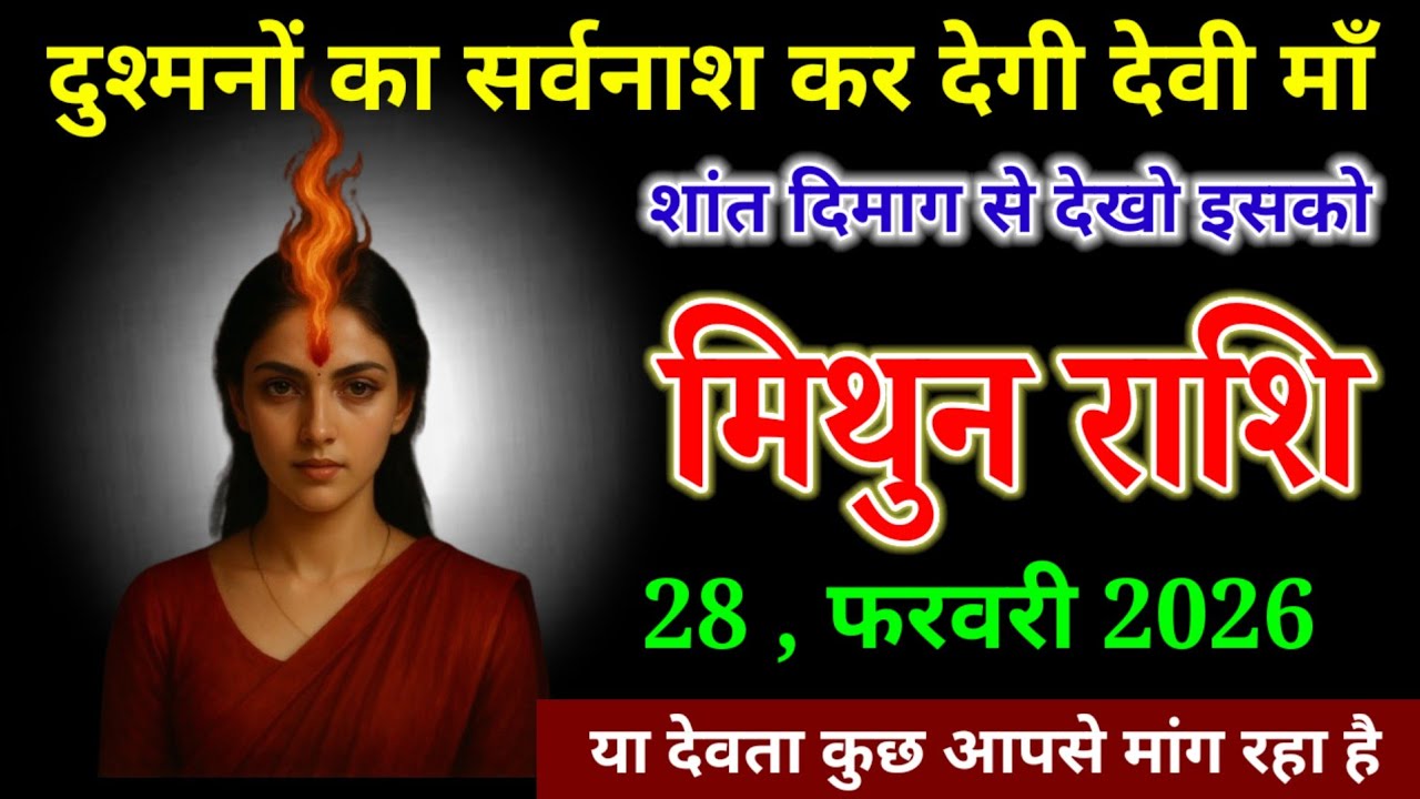 मिथुन राशि वाले 28 फरवरी 2026 दुश्मनों का सर्वनाश कर देगी देवी माँ शांत दिमाग से देखो। Mithun rashi 