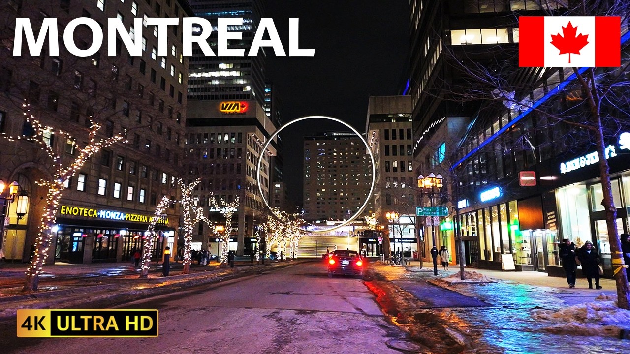 Downtown Sainte-Catherine Street at Night | Montreal, Canada Walking ...