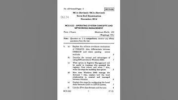 IGNOU |•|(MCS 22)Operating System Concept & N/W Management Question Paper|•|Dec 2014|•|Own Classroom