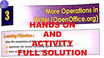 MORE OPERATIONS IN WRITER | DAV CLASS 5 COMPUTER CHAPTER 3 | HANDS ON AND ACTIVITY | SOLUTION | #dav