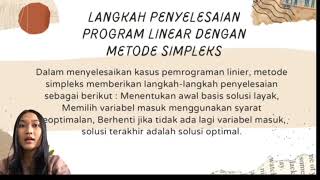 Solusi Optimum Metode Simpleks Isis Pengambilan Keputusan