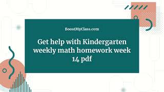 Kindergarten weekly math homework week 14 pdf - Boostmyclass.com