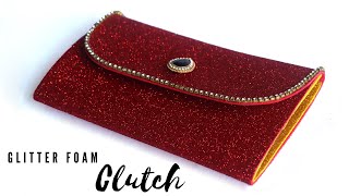 How To Make Foam Sheet Purse? Diy Glitter Foam Sheet Clutch Bag Purse