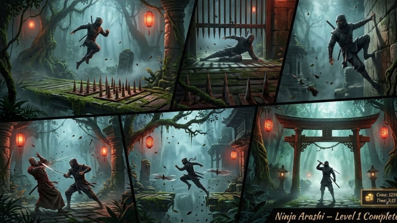 Ninja Arashi Game – Level 1 Complete | Realistic Gameplay Walkthrough 🎮⚔️