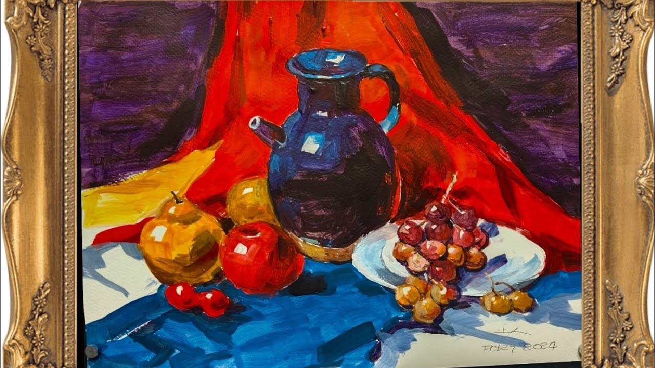 土人教画】633 静物写生画- 罐和水果terrain art class Acrylic Jar 土人教画】633 静物写生画- 罐和水果terrain art class Acrylic Jar