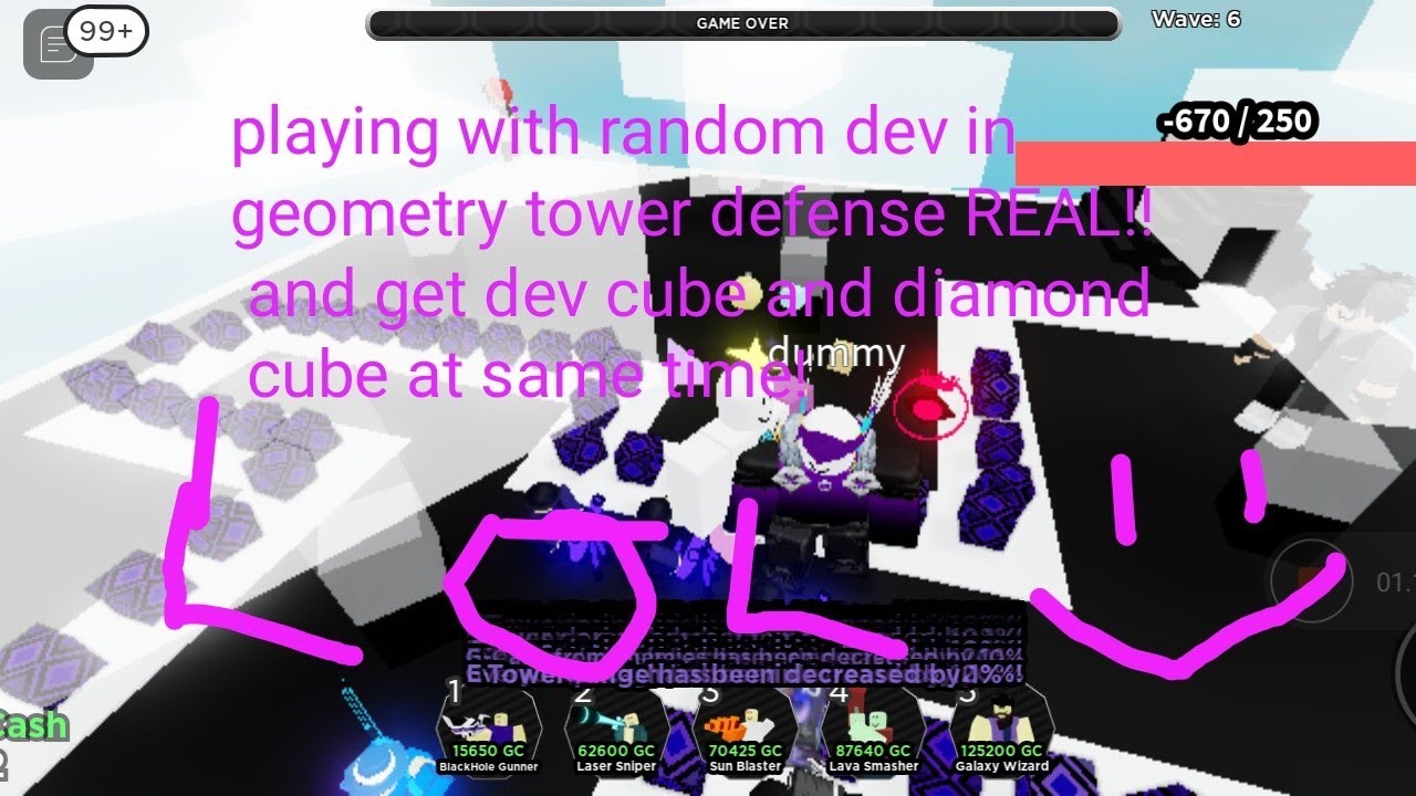 playing with random dev in geometry tower defense (roblox) - YouTube