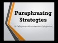 Paraphrasing Strategies Part 1 of 2