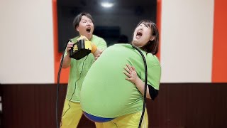 Balloon Popping Escape 2024 スーパー巨大風船服の中に入れてガムテープ脱出自動ポンプで膨らませて割れる前に脱出せよ22024