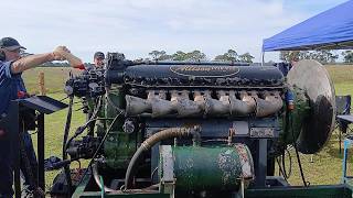 Big Allison V12 aircraft engine start up