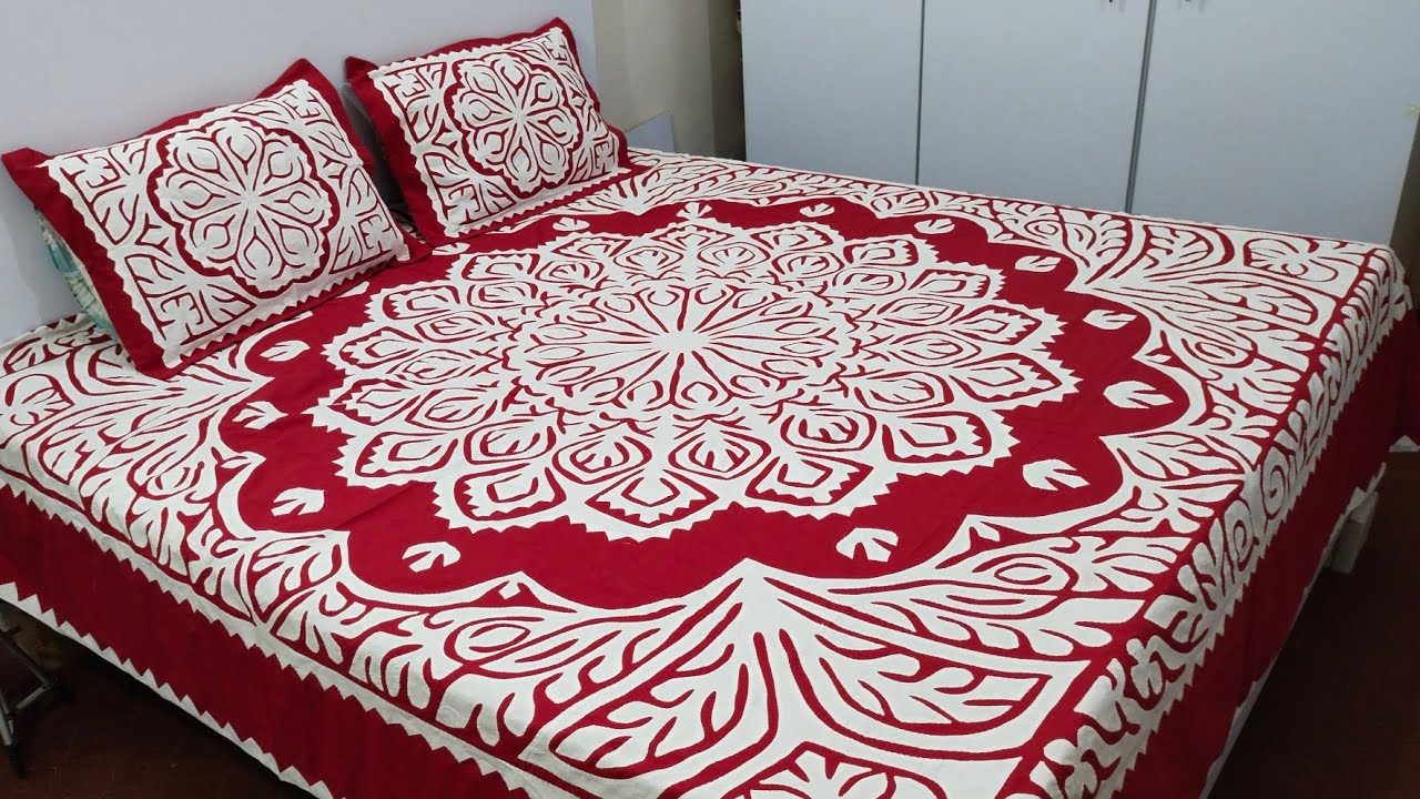 Latest applic bedsheet bridal set 2022/Applique quilt YouTube