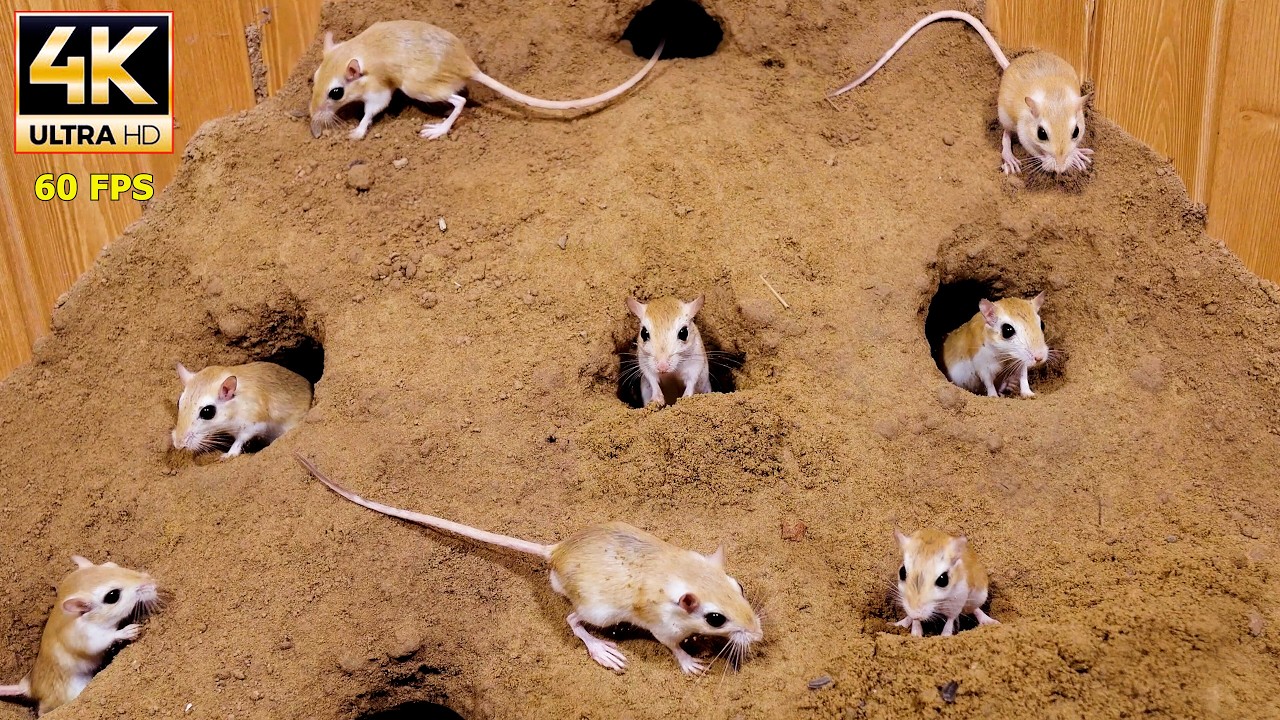 Cat TV Mouse Maze: Real Mice Digging & Running in Sand Holes | Video for Cats to Watch (4K 60FPS)