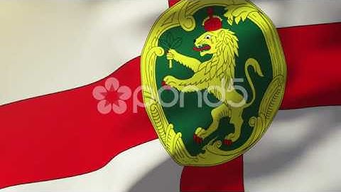 Alderney Flag Waving In The Wind. Looping Sun Rises Style. Animation Loop