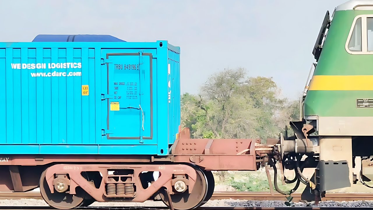 Freight Container Rake Passes Smoothly on Indian Tracks Showing Clean ...
