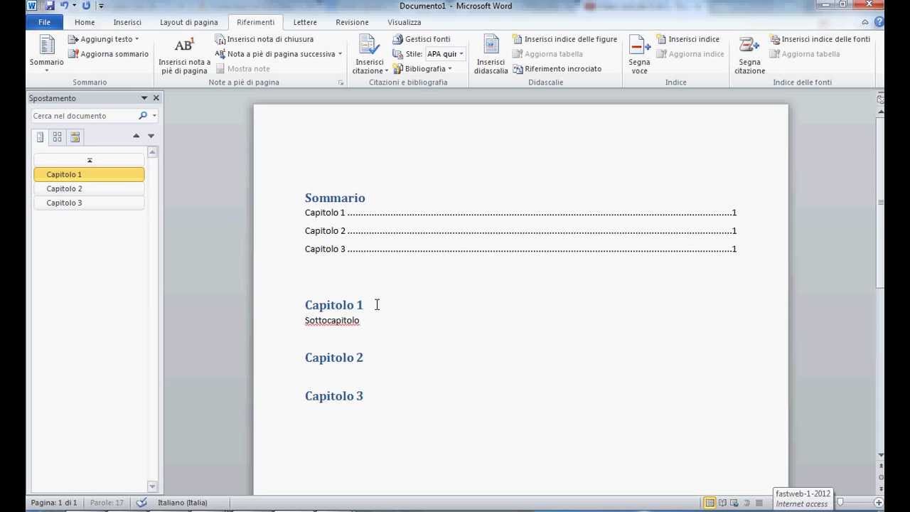 Come Creare Un Indice Automatico In Word 2003 2007 2011 2013