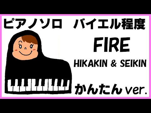 FIRE HIKAKIN & SEIKIN ドレミ付 楽譜＆鍵盤 かんたんver.