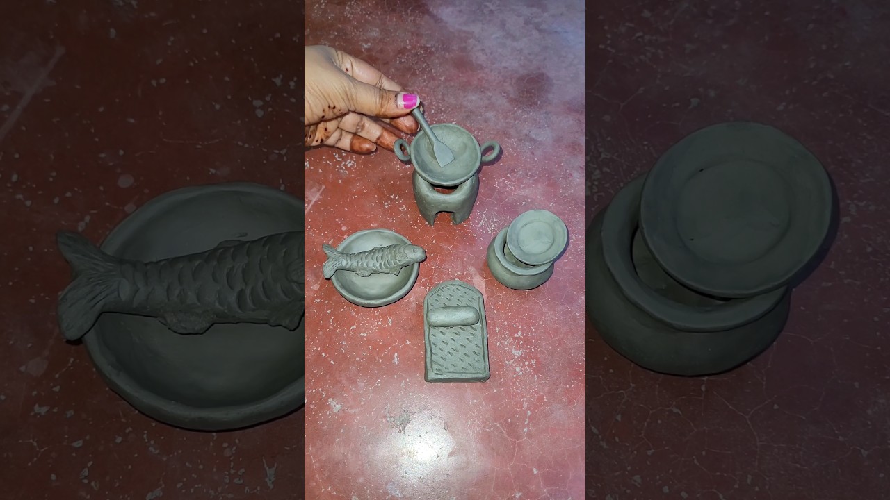 Mini Clay Cooking Pots Fish & Chulha Making 