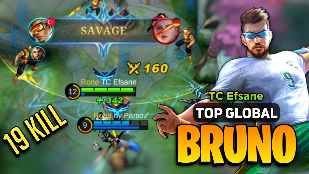 SAVAGE + 19 Kills! Goldlane Bruno Best Build [ Top Global Bruno Gameplay ] By TC Efsane - MLBB
