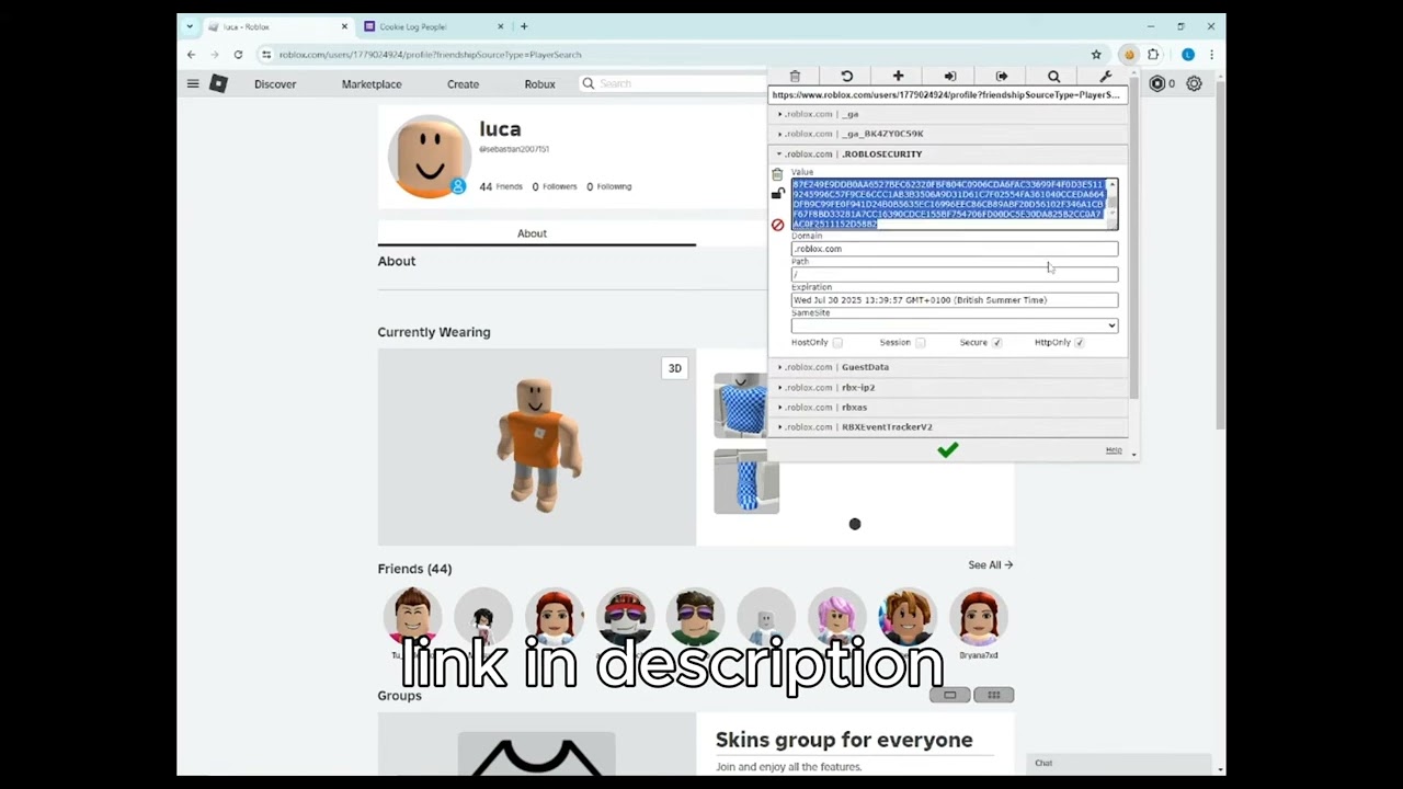 How to cookie log anyone you want on roblox!