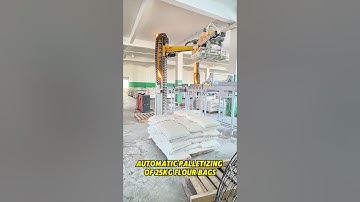 Automatic Palletizing Of 25Kg Flour Bags😎 #depalletizing #automation #palletizer #robotics #machine