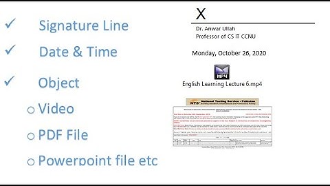 Signature Line, Date & Time, and Object insertion in Microsoft Word Microsoft Office video 17.