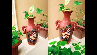 Easy Clay pot painting || Terracotta Clay Pot Painting Freehand painting on Clay Pot Simple painting