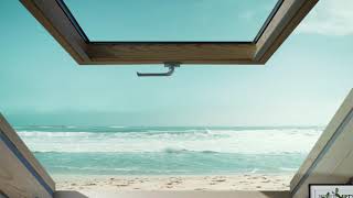 Relax/Focus By the Beach to the Sound of Ocean Waves [HD] - Fake Window for Projector/TV