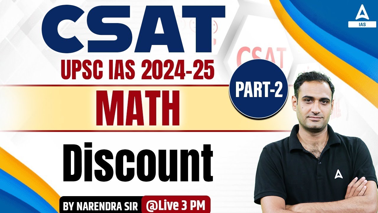 Discount Math For UPSC 2024 | CSAT Maths 2024-25 By Narendra Sir - YouTube