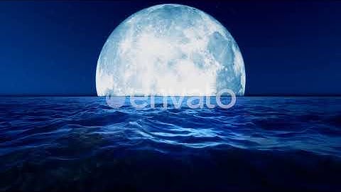 Big Moon Slow Motion Sea | Motion Graphics - Envato elements