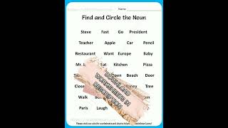 Circle Noun|Worksheets| @sahileducationallearning