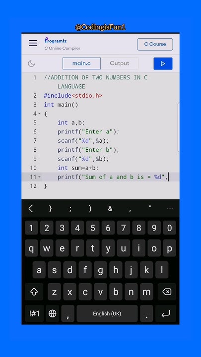Addition of two numbers in C program | addition in c | C program # ...