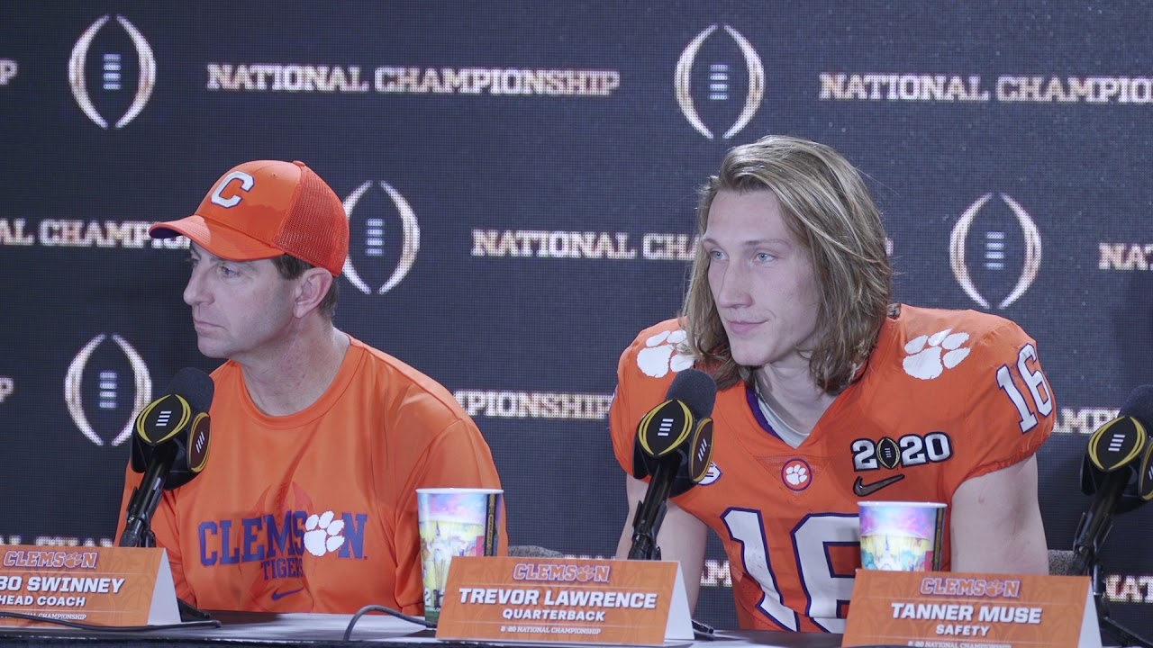 Dabo Swinney, Trevor Lawrence, Tanner Muse postgame press conference after  falling to LSU - YouTube