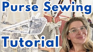Blue Toile Adjustable Shoulder Bag - Step by Step Sewing Tutorial