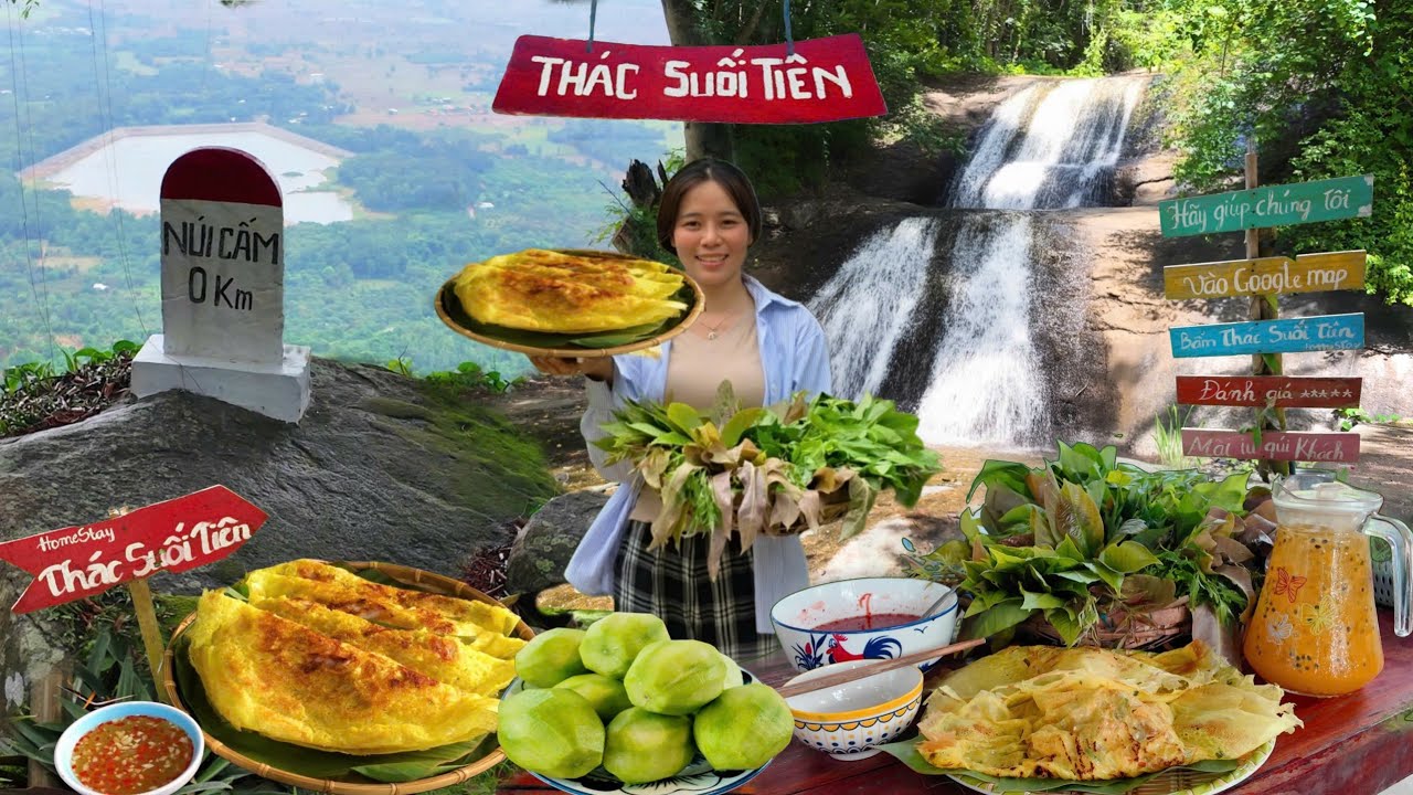 Đường vào suối Otuksa ( Thác Suối Tiên) và ăn Bánh Xèo Rau Rừng trên Núi Cấm - An Giang.