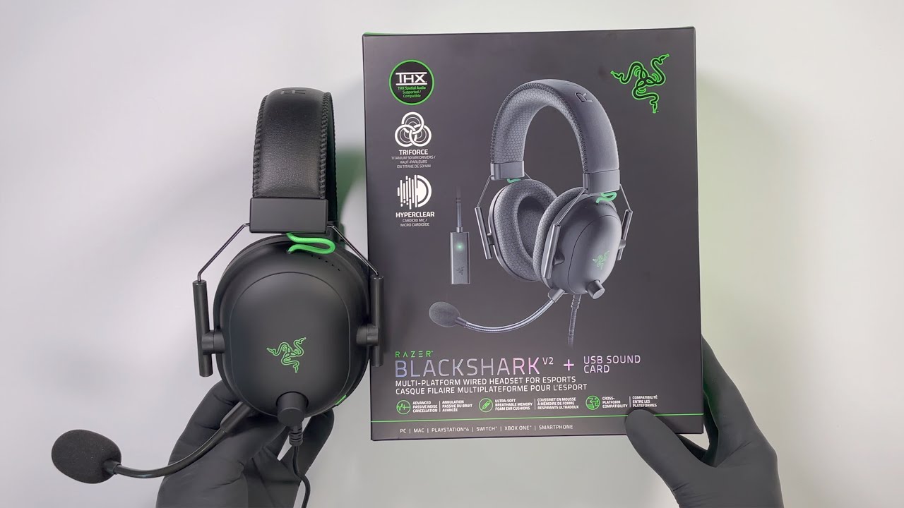 Razer Blackshark V2 Multi-Platform Wired Esport + USB Sound Card - YouTube