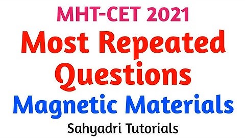 Magnetic Material | Most Repeated Questions | Part-1 | Sahyadri Tutorials