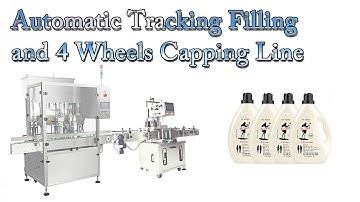 Automatic Tracking Filling and 4 Wheels Capping Line Used For 1-5 Liters Fabric Softener Dispensing