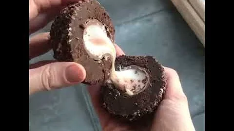 Triple chocolate scotch egg with cream egg centre