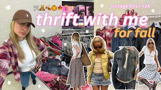 THRIFT WITH ME FOR FALL 🧸🍂💝 Vintage Y2K finds (flannels, fall jackets, cozy knits)